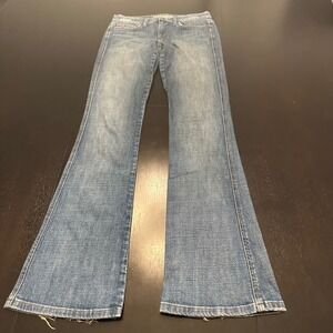 Joe's Jeans Rocker Jeans Women 26 Blue Flare Distressed Hem Denim